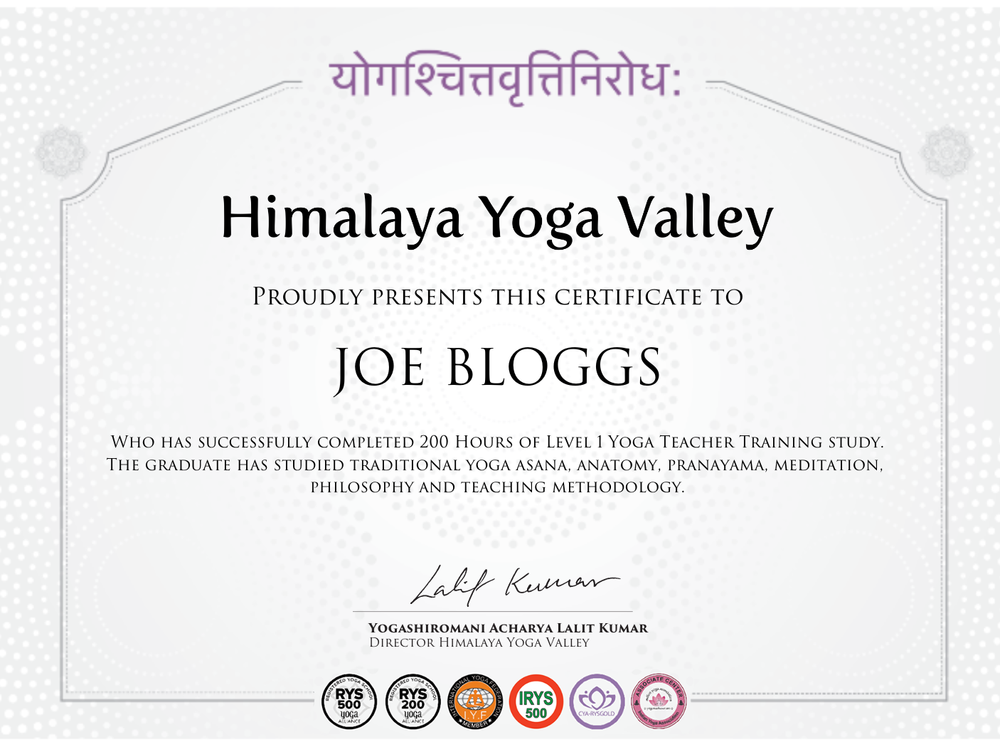 Online Yoga Teacher Training Certificate - HYVC
